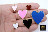 Gold Enamel Heart Charms, Pink Black Red and Baby Blue Hearts #2431, Large Hole White Heart Jewelry Charms