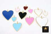 Gold Enamel Heart Charms, Pink Black Red and Baby Blue Hearts #2431, Large Hole White Heart Jewelry Charms