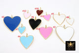 Gold Enamel Heart Charms, Pink Black Red and Baby Blue Hearts #2431, Large Hole White Heart Jewelry Charms