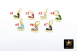 Gold CZ Beaded Heart Charms, 6 mm or 10 mm Minimalist Tiny Charms #548, Blue Turquoise Black Pink Green Purple Heart Charms