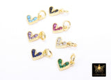 Gold CZ Beaded Heart Charms, 6 mm or 10 mm Minimalist Tiny Charms # 548, Blue Turquoise Black Pink Green Purple Heart Charms
