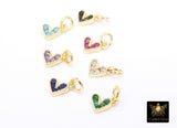 Gold CZ Beaded Heart Charms, 6 mm or 10 mm Minimalist Tiny Charms #548, Blue Turquoise Black Pink Green Purple Heart Charms