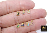 Gold CZ Beaded Heart Charms, 6 mm or 10 mm Minimalist Tiny Charms # 548, Blue Turquoise Black Pink Green Purple Heart Charms