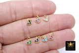 Gold CZ Beaded Heart Charms, 6 mm or 10 mm Minimalist Tiny Charms #548, Blue Turquoise Black Pink Green Purple Heart Charms