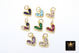 Gold CZ Beaded Heart Charms, 6 mm or 10 mm Minimalist Tiny Charms # 548, Blue Turquoise Black Pink Green Purple Heart Charms