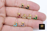 Gold CZ Beaded Heart Charms, 6 mm or 10 mm Minimalist Tiny Charms # 548, Blue Turquoise Black Pink Green Purple Heart Charms