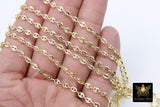 Gold Pig Nose Chain, Flat Oval Sequin Linking Chains CH #134, 3 Sizes Unfinished Cable Chains