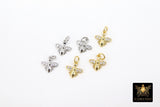 CZ Pave Gold Bee Charms, Tiny 9 mm Bumble Bee Charms #551, Small Silver Honey Bee