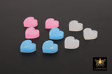 Glitter Heart Jewelry Beads, Blue Pink or White Heart Charms #525, Side to Side 2 mm Holes