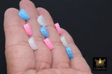 Glitter Heart Jewelry Beads, Blue Pink or White Heart Charms #525, Side to Side 2 mm Holes