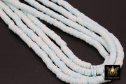 2 Strands 6 mm Clay Flat Beads, Blue White Heishi Multi Color Beads in Polymer Disc CB #201, Rondelle Checker Beads