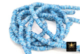 2 Strands 6 mm Clay Flat Beads, Blue White Heishi Multi Color Beads in Polymer Disc CB #200, Rondelle Checker Beads