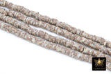 2 Strands 6 mm Clay Flat Beads, Tan Beige Creams Heishi Mixed Beads in Polymer Disc CB #199, Rondelle Checker Beads