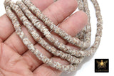 2 Strands 6 mm Clay Flat Beads, Tan Beige Creams Heishi Mixed Beads in Polymer Disc CB #199, Rondelle Checker Beads