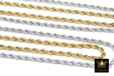 Stainless Steel Silver Chain, 304 Gold Rope Mesh Twist Chains, 2.3 mm 3 mm 4 mm Unfinished Necklace Chains