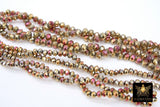 Gold Crystal Beads, Faceted Rosie Red Crystal Rondelle Multi Color Jewelry Beads BS #243, sizes 6 mm or 8 mm