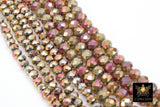 Gold Crystal Beads, Faceted Rosie Red Crystal Rondelle Multi Color Jewelry Beads BS #243, sizes 6 mm or 8 mm