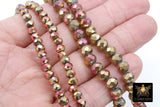 Gold Crystal Beads, Faceted Rosie Red Crystal Rondelle Multi Color Jewelry Beads BS #243, sizes 6 mm or 8 mm - 1 Strand 6 x 4 mm