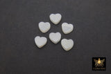 White Pearl Heart Beads, 5 Pc Shell Small Dainty Heart Bead #506, Side to Side Holes