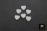 White Pearl Heart Beads, 5 Pc Shell Small Dainty Heart Bead # 506, Side to Side Holes