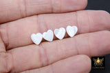 White Pearl Heart Beads, 5 Pc Shell Small Dainty Heart Bead # 506, Side to Side Holes