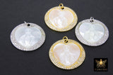 CZ Jesus Charms, Gold White Shell Mary Round Pendant #6, Silver Heart Mother of Pearl Shell Rosary Necklace Charm
