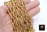 Gold Oval Chain, Thick Textured Cable Chains CH #128, 17.5 x 10 mm Unfinished Rolo Chunky Necklace Chains