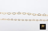 Gold Filled Heart Necklace, 2.6 mm 12 K Gold Dainty Heart Shaped Chain, Girlfriend Necklace