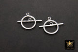 Large 925 Sterling Silver Textured Toggle Clasp Set, 17 x 14 mm Toggle Ring # 175, 23 mm Flat T Bar Stamped 925 Clasps