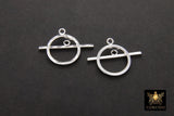 Large 925 Sterling Silver Textured Toggle Clasp Set, 17 x 14 mm Toggle Ring # 175, 23 mm Flat T Bar Stamped 925 Clasps