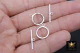 Large 925 Sterling Silver Textured Toggle Clasp Set, 17 x 14 mm Toggle Ring # 175, 23 mm Flat T Bar Stamped 925 Clasps