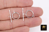 Large 925 Sterling Silver Textured Toggle Clasp Set, 17 x 14 mm Toggle Ring #175, 23 mm Flat T Bar Stamped 925 Clasps