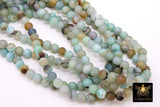 Aqua Blue Agate Beads, Smooth Round Beige Amazonite Color Blended Beads BS #116, sizes in 6 mm 8 mm 15 inch Strands