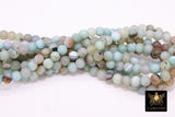 Aqua Blue Agate Beads, Smooth Round Beige Amazonite Color Blended Beads BS #116, sizes in 6 mm 8 mm 15 inch Strands