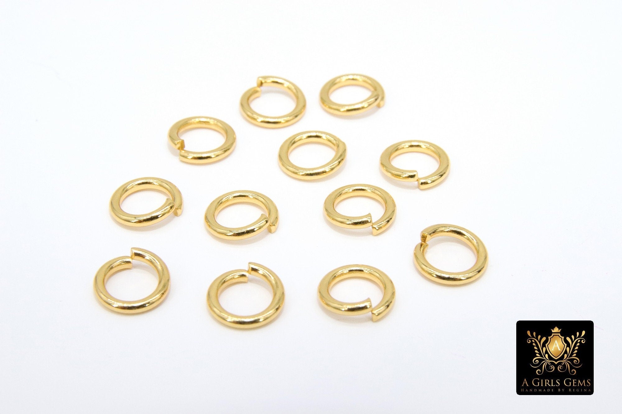 Stainless Steel Gold Jump Rings, Smooth 9 mm Open Close Rings, AG 2874