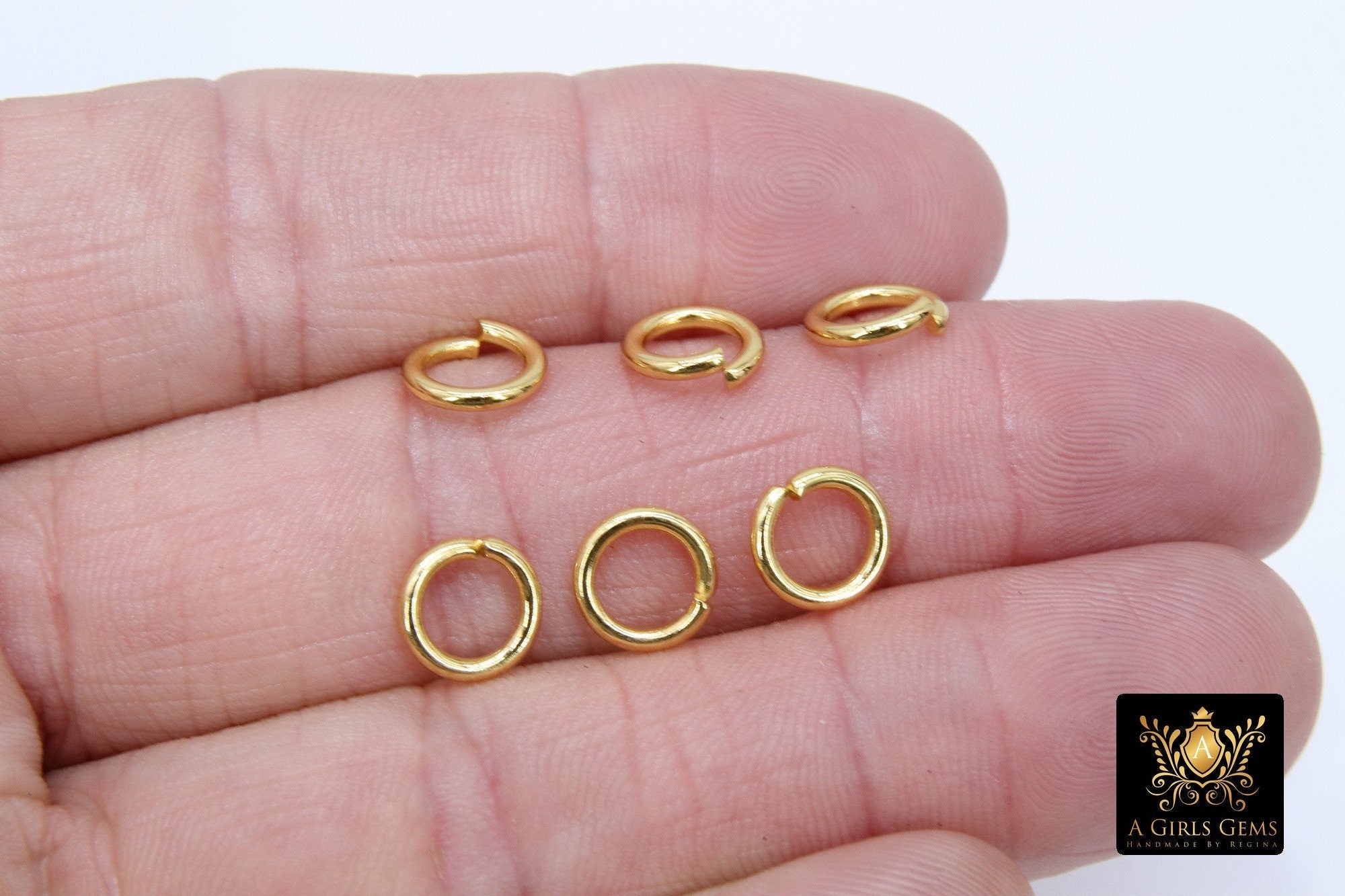 Stainless Steel Gold Jump Rings, Smooth 9 mm Open Close Rings, AG 2874