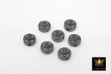 Black Hematite Cross Beads, 5 Pc Round Bead Cross Charm #314, 9 x 4 mm Religious Maltese Flat Cross