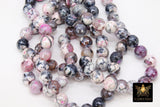 Electroplated Agate Beads, 10 mm Faceted Agate BS #232, Black Pink White Colorful Beads