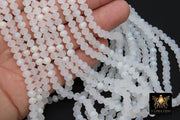 White Crystal Beads, 2 Strands Faceted Matte AB Crystal Rondelle Jewelry Beads BS #253, sizes 6 x 4 mm 15.75 inch Strands