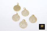 CZ Micro Pave Round Charms, Cubic Zirconia Silver Disc #180, Gold Coin Circles