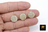 CZ Micro Pave Round Charms, Cubic Zirconia Silver Disc # 180, Gold Coin Circles