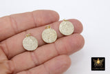 CZ Micro Pave Round Charms, Cubic Zirconia Silver Disc #180, Gold Coin Circles