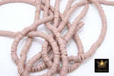 2 Strands 6 mm Clay Flat Beads, Rosy Beige Heishi beads in Polymer Clay Disc CB #171, Rondelle Stone Beads