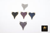 Gold CZ Heart Connectors, Blue Black Pink and Purple Silver Hearts #298, Cubic Zirconia 25 x 30 mm Heart Jewelry Charms