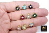 CZ Gold Flower Pearl Charms, Small 10 mm Pave Round Daisy, AG 880