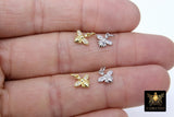 CZ Pave Gold Bee Charms, Tiny 9 mm Bumble Bee Charms #551, Small Silver Honey Bee