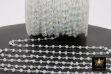 White Opal Chain, 4 mm Silver Wire Wrapped CH #438, Beaded Chain Opalite