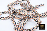 8 mm Clay Flat Beads, Black Orange White Heishi Tiger Pattern beads in Polymer Clay Disc CB #169, Rondelle Multi Color