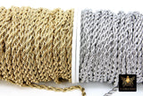 Stainless Steel Silver Chain, 304 Gold Rope Mesh Twist Chains CH# 155, 2.3 mm 3 mm 4 mm Unfinished Necklace Chains