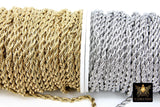 Stainless Steel Silver Chain, 304 Gold Rope Mesh Twist Chains, 2.3 mm 3 mm 4 mm Unfinished Necklace Chains